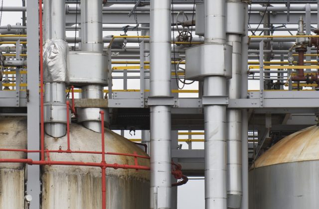 Industrial Pipes in an Oil Refinery